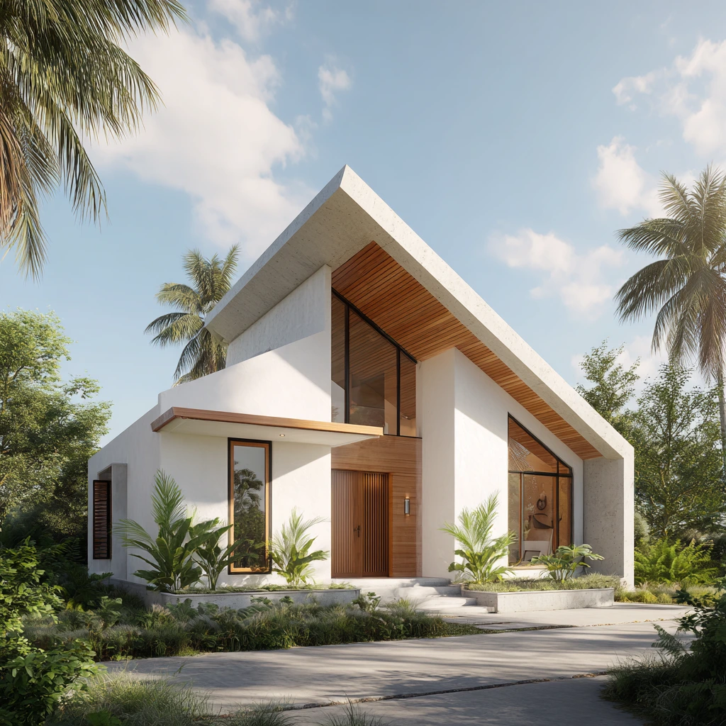 Inspirasi Desain Rumah Minimalis Tropis dengan Atap Miring Modern