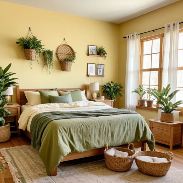 desain kamar tidur dengan cat warna kuning hangat