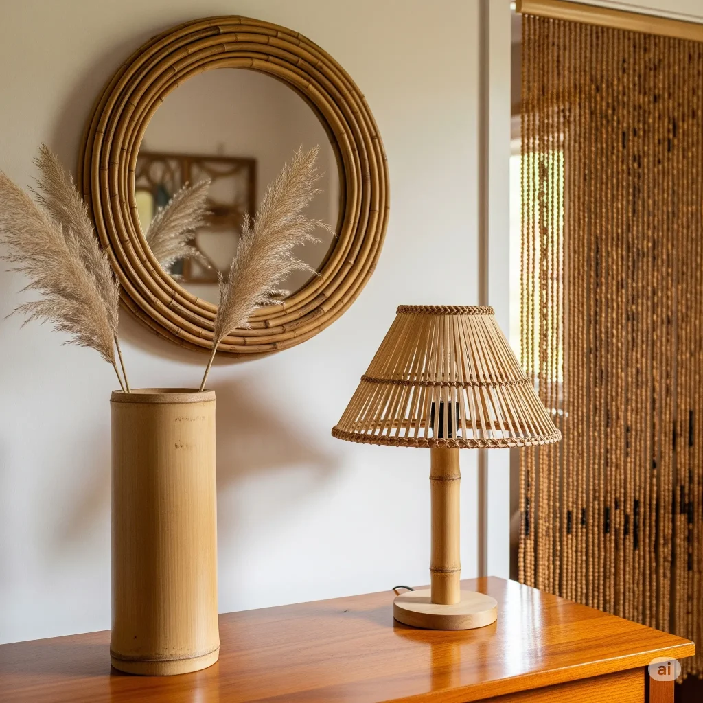 ornamen interior dari bambu