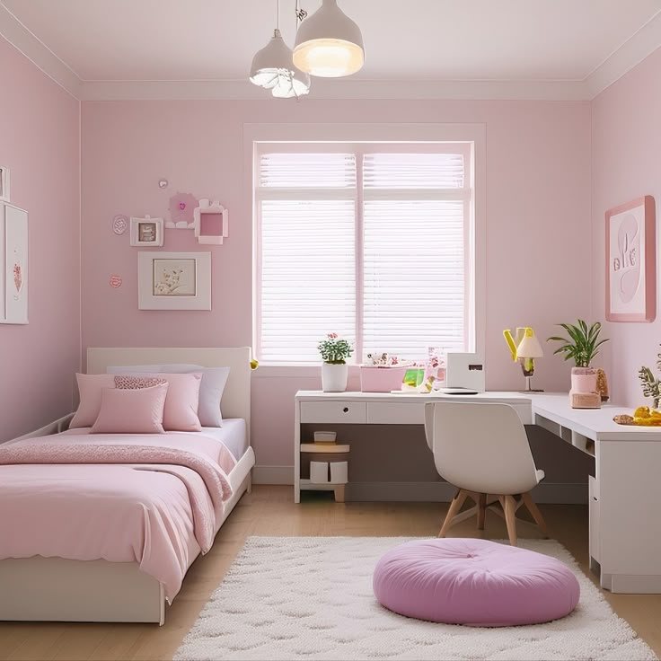 kamar tidur pink lembut romantis