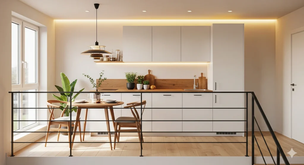 penerapan konsep mezzanine pada dapur dan ruang makan