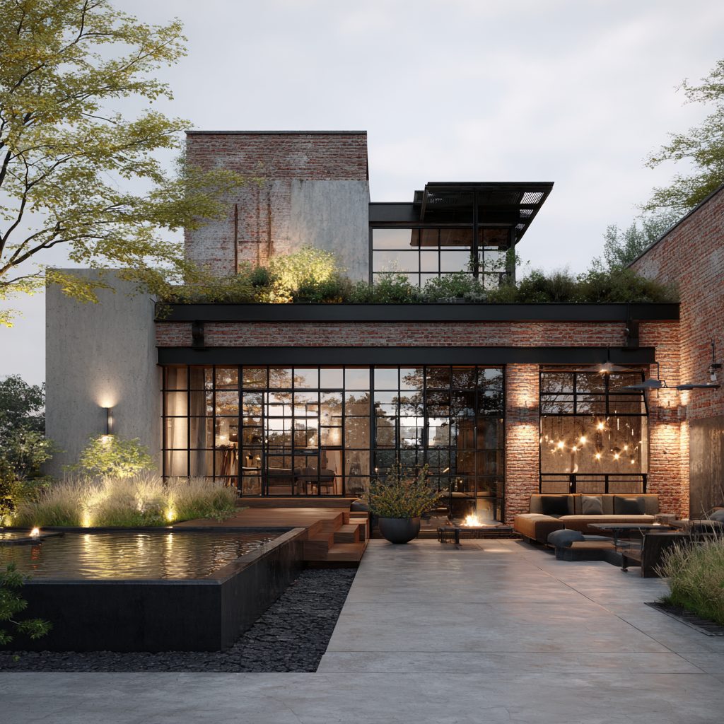 rumah desain industrial 2 lantai