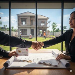 kesepakatan dengan kontraktor untuk melanjutkan proses pembangunan rumah