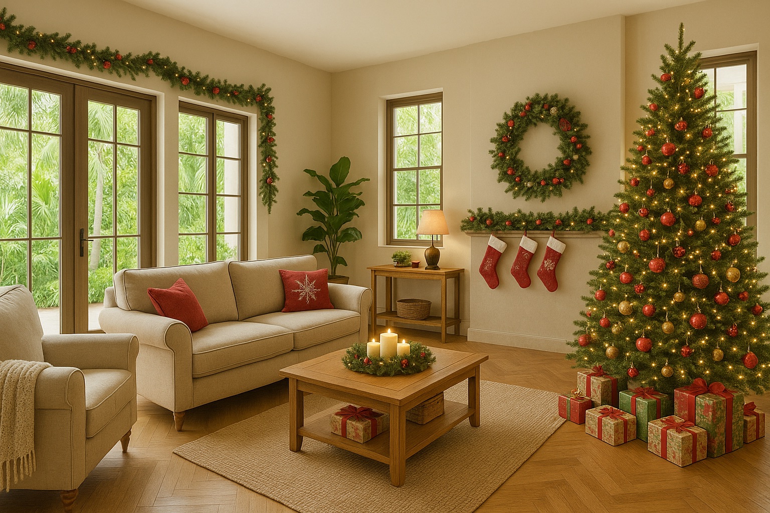 dekorasi natal ruang tamu